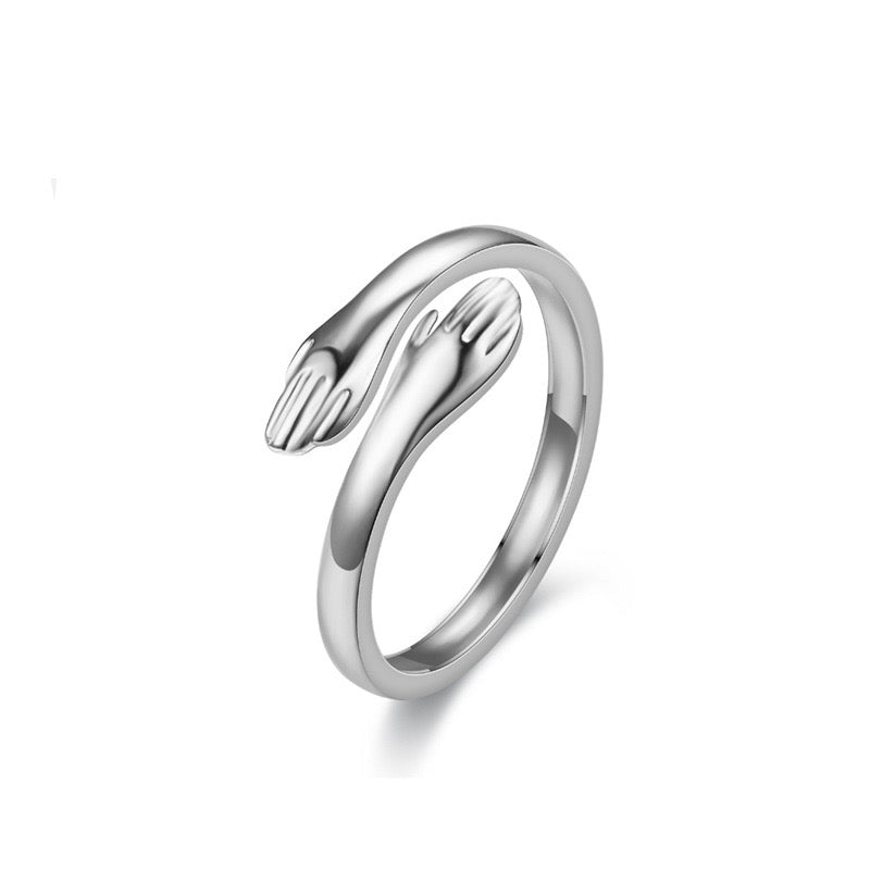 Embrace Ring Titanium Steel Gold Plated