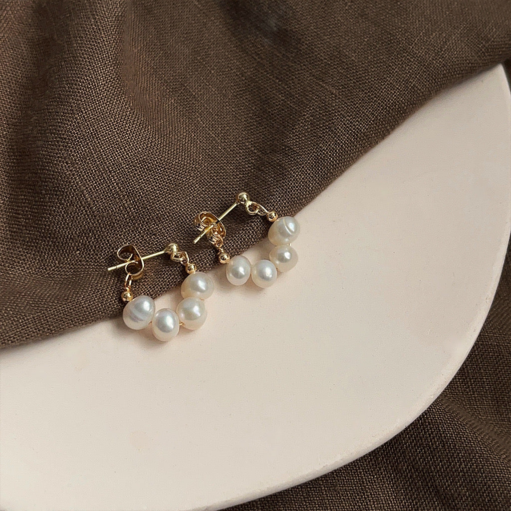 Freshwater Pearl Earrings – Triple Pearl