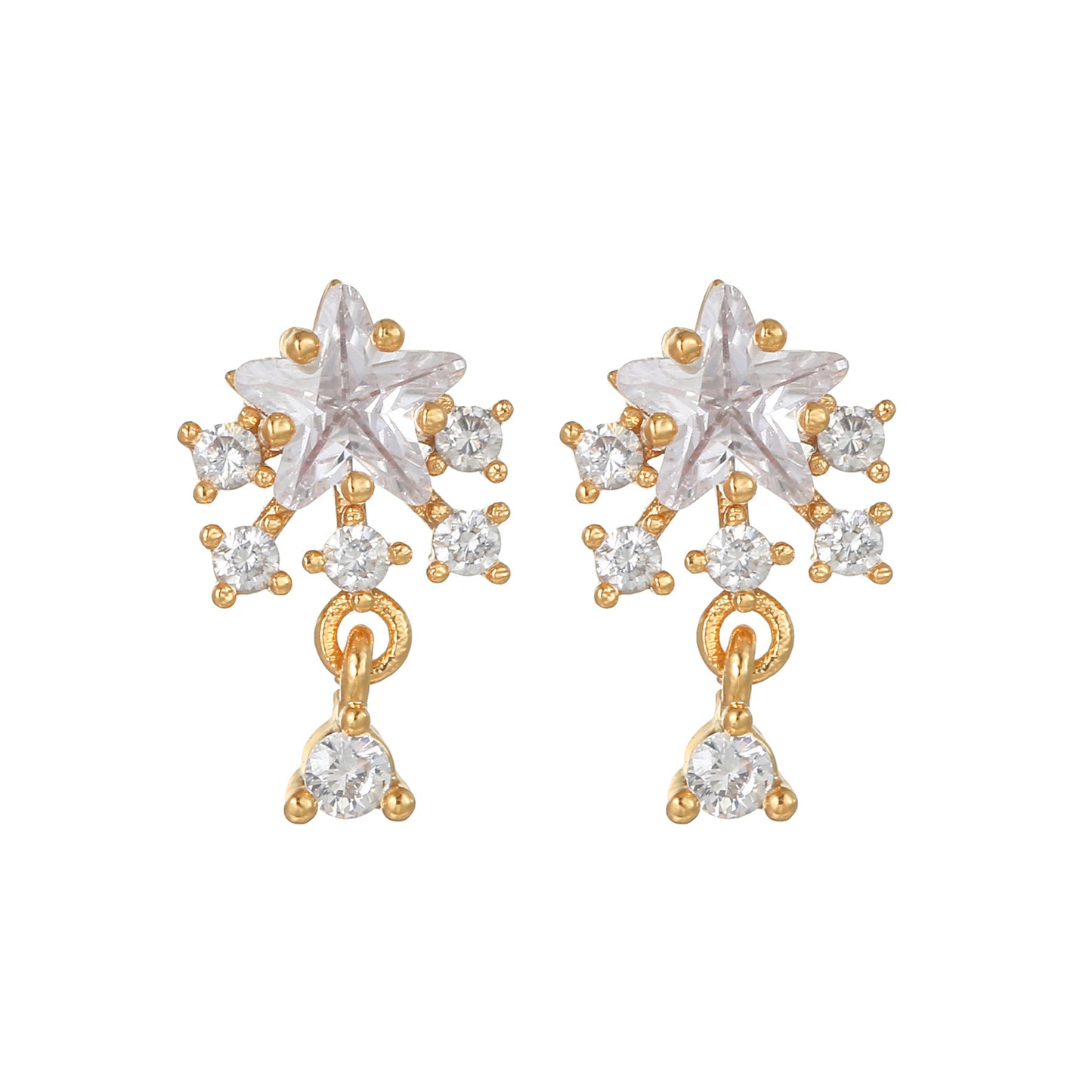 Pink Planet Collection Stud Earrings Heart Diamonds Stars Gold Plated
