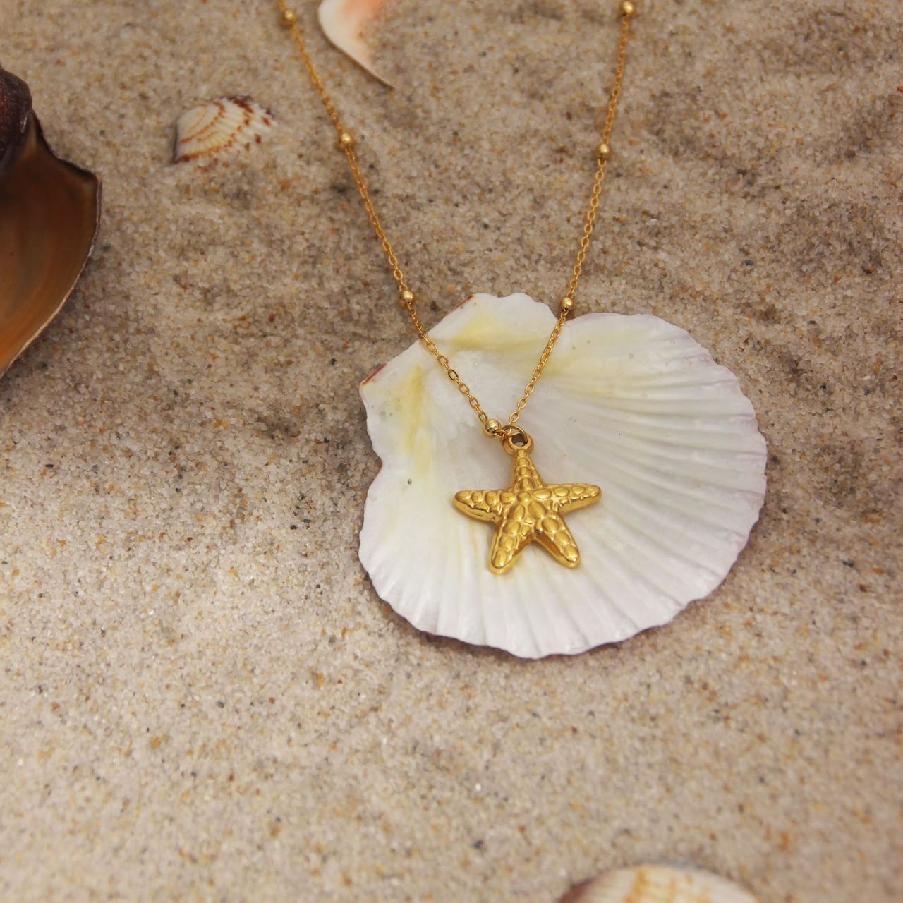 Beach Collection Necklace Stainless Steel Gold Plated - Starfish