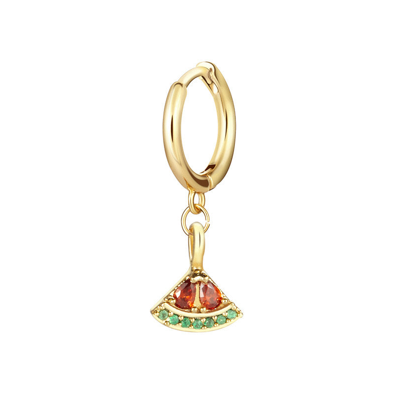 Fruit Series Earrings Gold Plated Diamond Colorful Playful