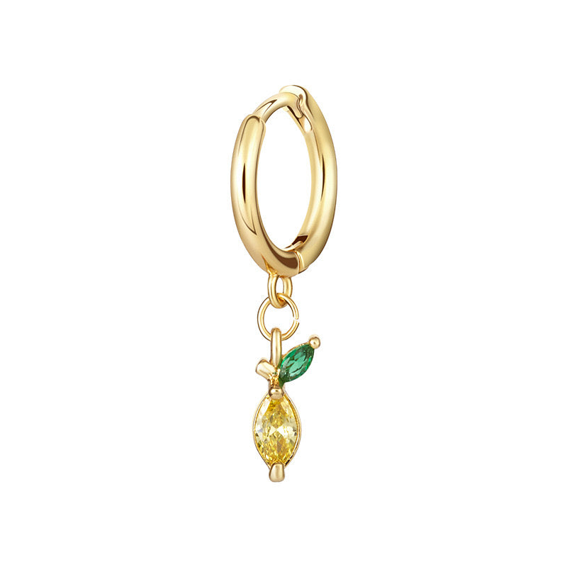 Fruit Series Earrings Gold Plated Diamond Colorful Playful