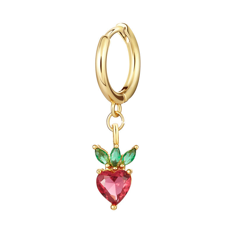 Fruit Series Earrings Gold Plated Diamond Colorful Playful