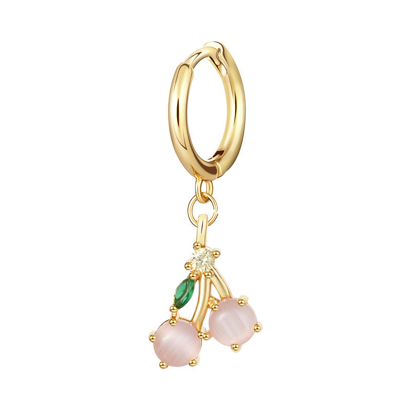 Fruit Series Earrings Gold Plated Diamond Colorful Playful