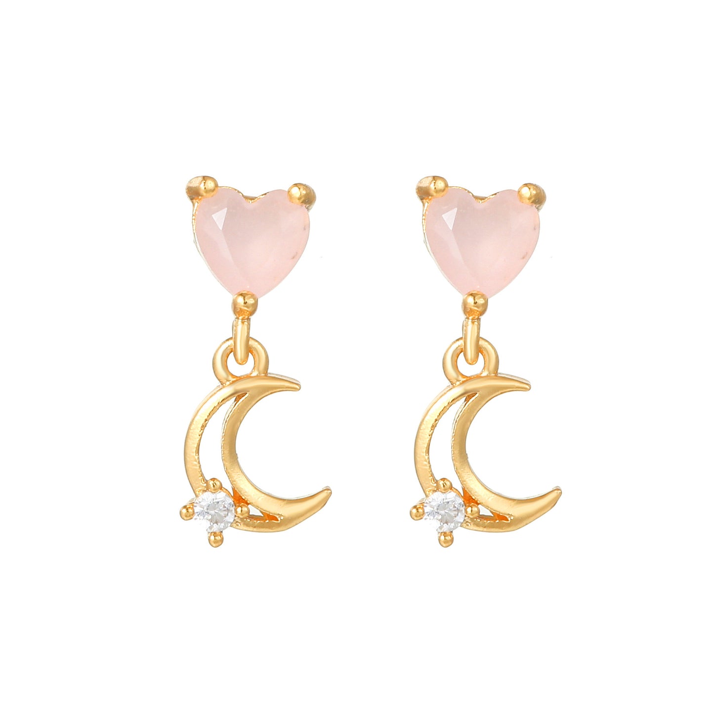Pink Planet Collection Stud Earrings Heart Diamonds Stars Gold Plated