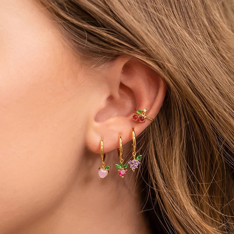 Fruit Series Earrings Gold Plated Diamond Colorful Playful