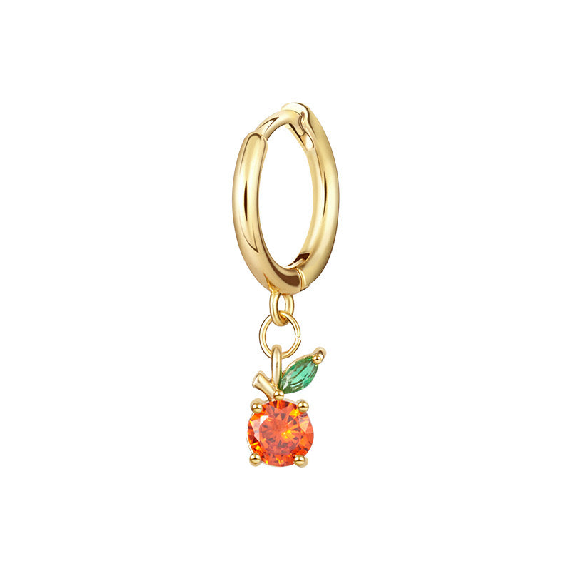 Fruit Series Earrings Gold Plated Diamond Colorful Playful