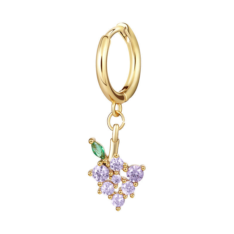 Fruit Series Earrings Gold Plated Diamond Colorful Playful