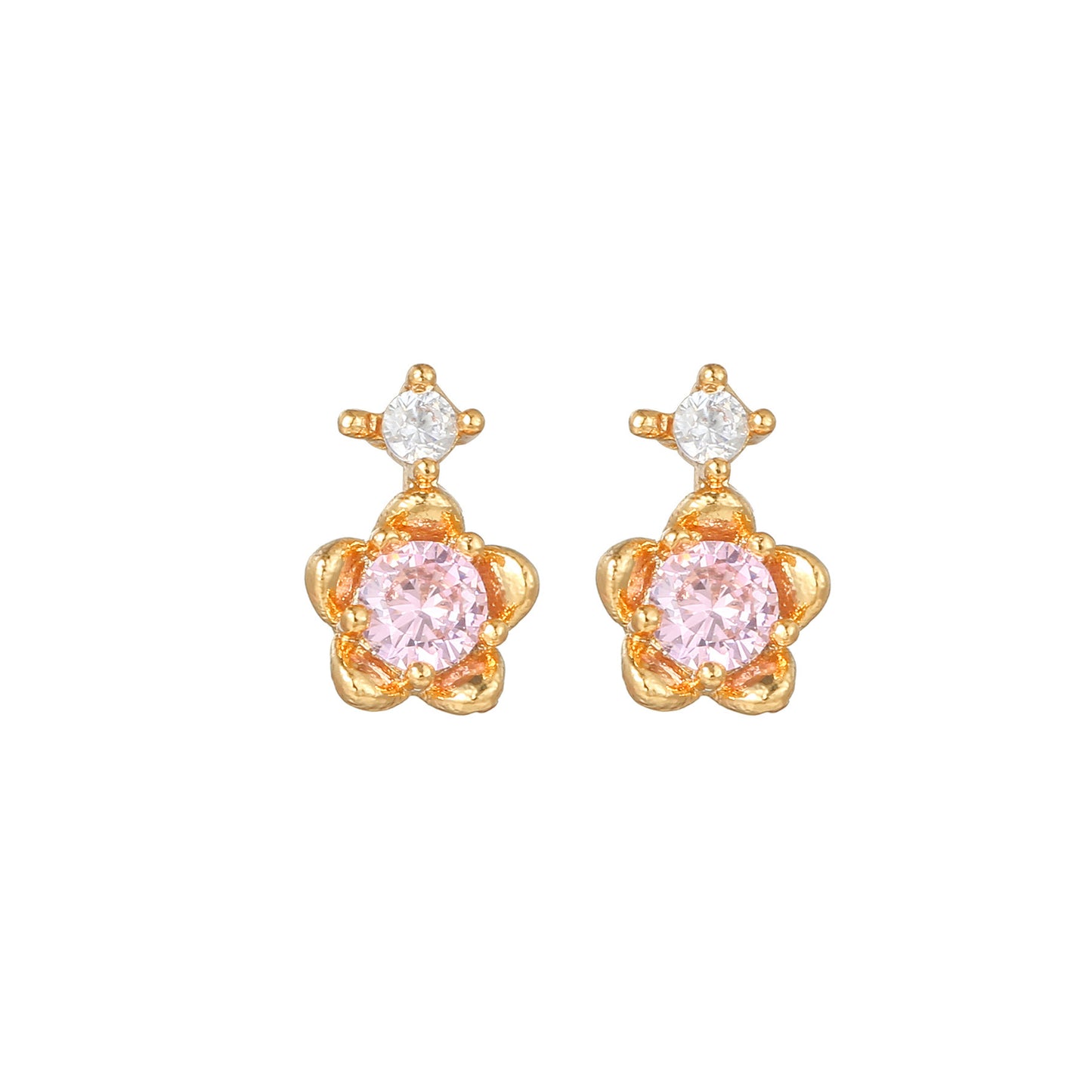 Pink Planet Collection Stud Earrings Heart Diamonds Stars Gold Plated