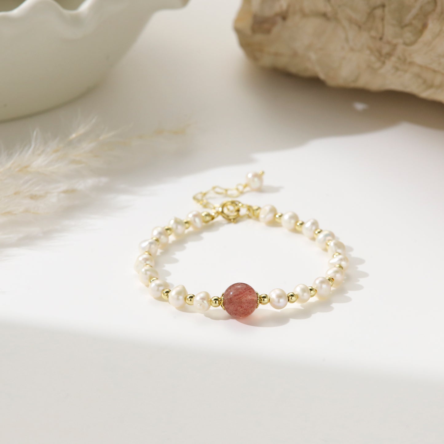Natural Freshwater Pearl & Moonstone Charm - Luna Pearl Bracelet