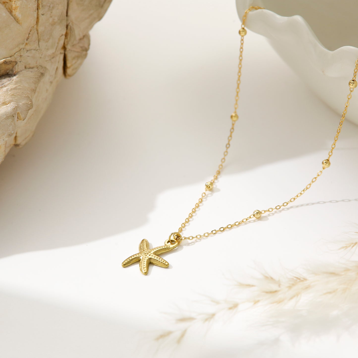 Beach Collection Necklace Stainless Steel Gold Plated - Starfish