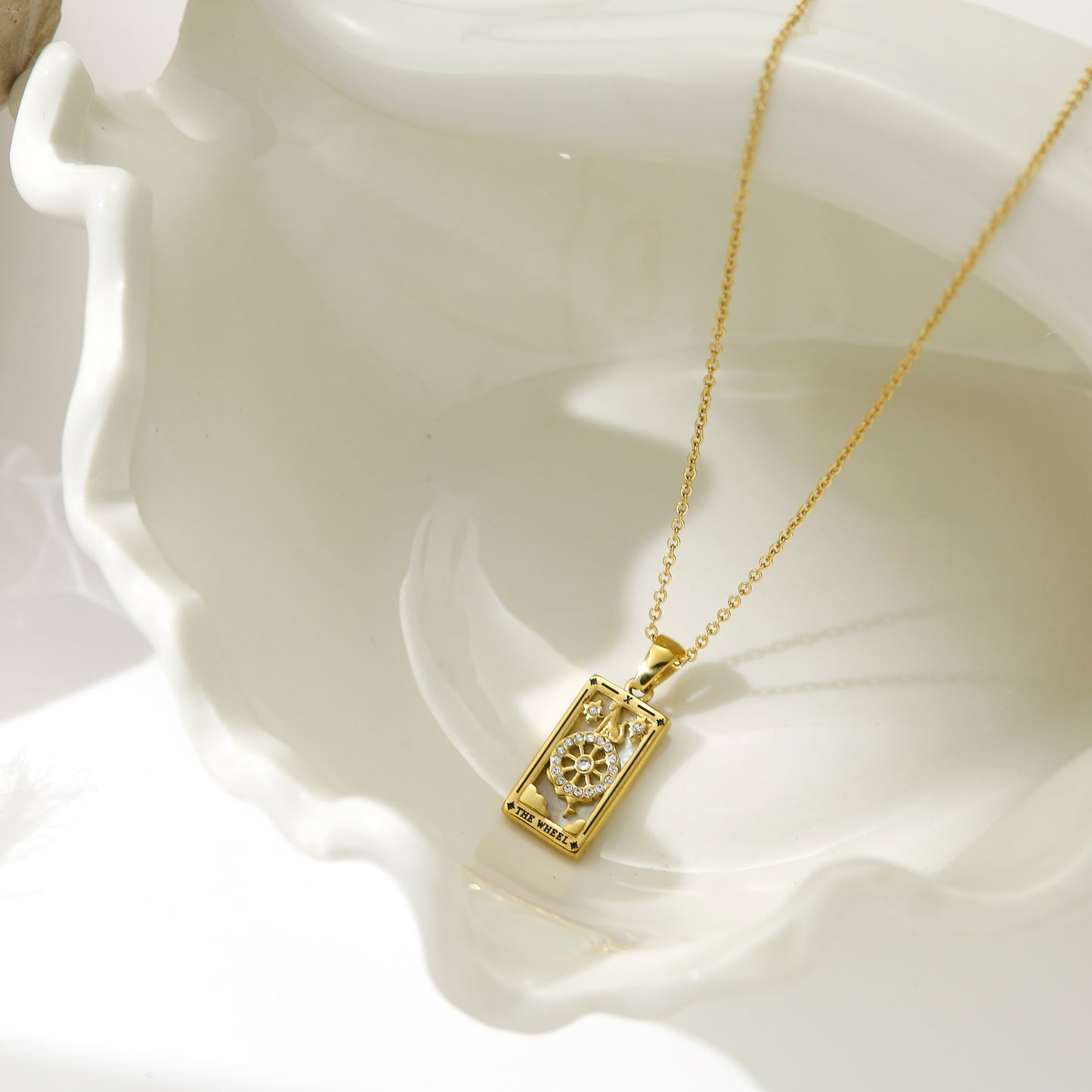 Tarot Necklace Gold Plated Stainless Steel - The Wheel