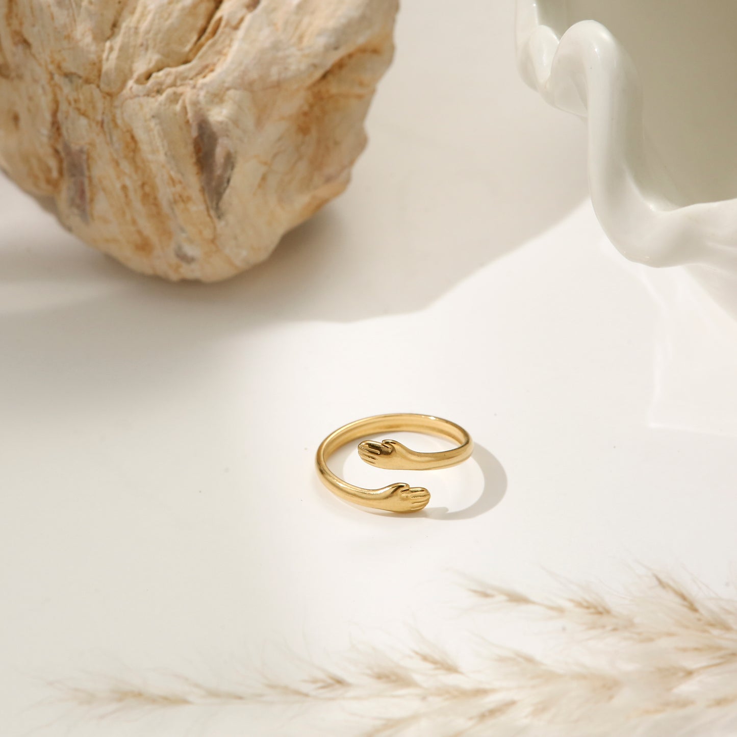 Embrace Ring Titanium Steel Gold Plated