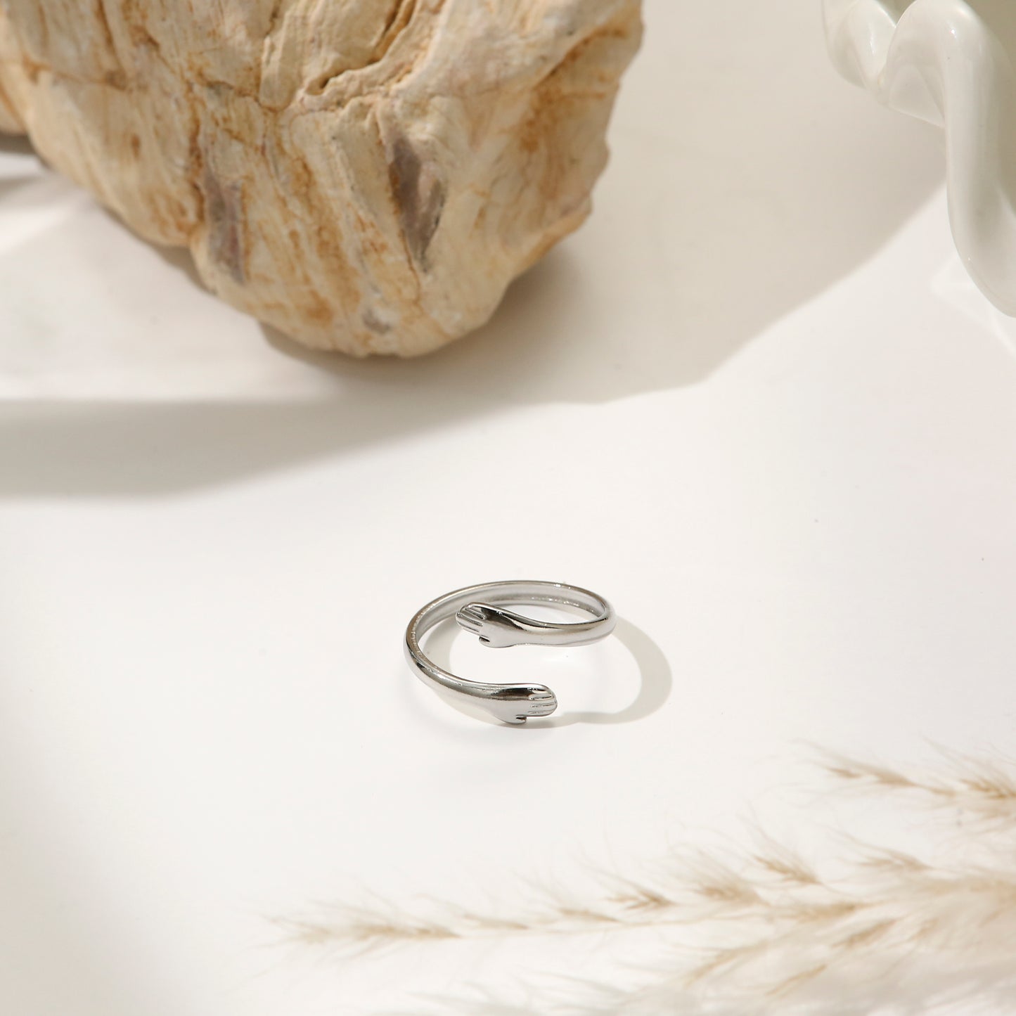 Embrace Ring Titanium Steel Gold Plated