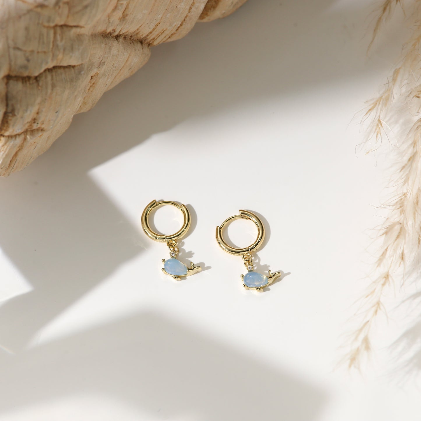 Marine Series Earrings Studs Gold Plated Diamond Cute Mini Hoop