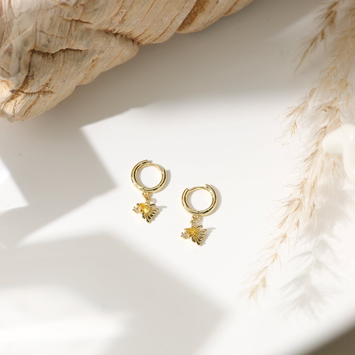 Marine Series Earrings Studs Gold Plated Diamond Cute Mini Hoop