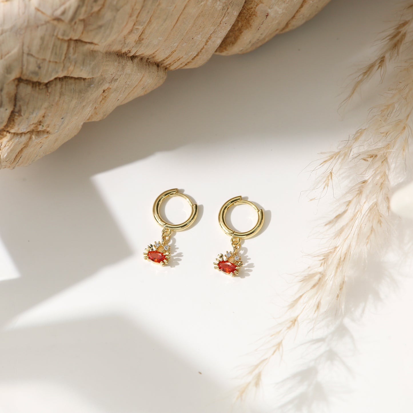 Marine Series Earrings Studs Gold Plated Diamond Cute Mini Hoop