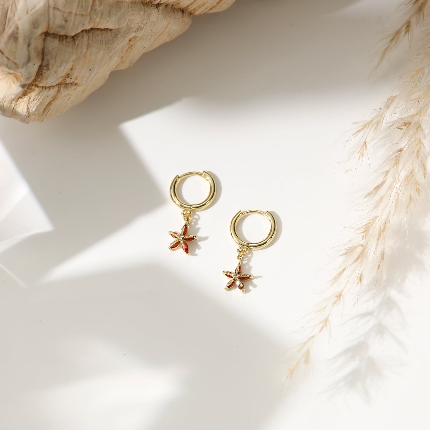Marine Series Earrings Studs Gold Plated Diamond Cute Mini Hoop