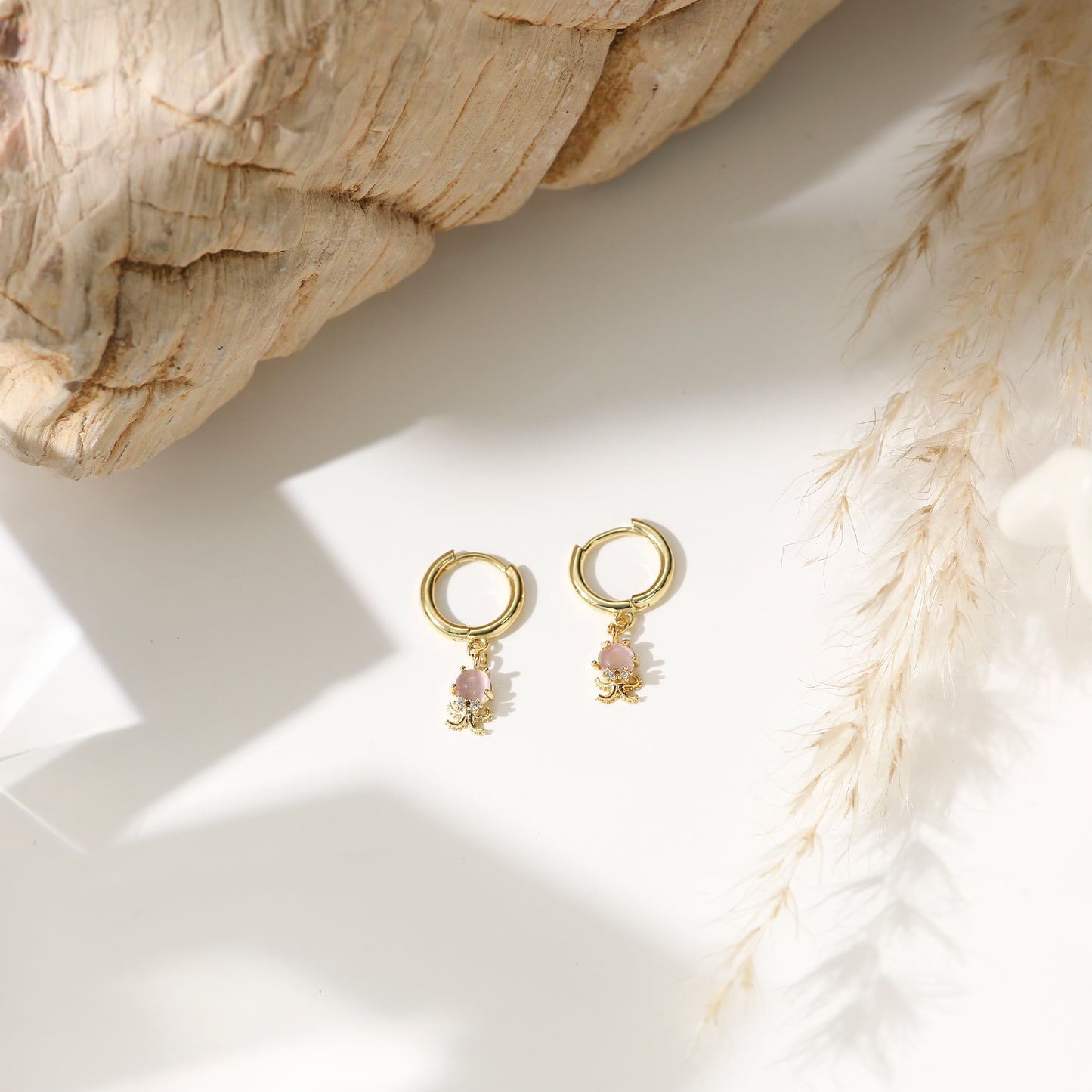 Marine Series Earrings Studs Gold Plated Diamond Cute Mini Hoop
