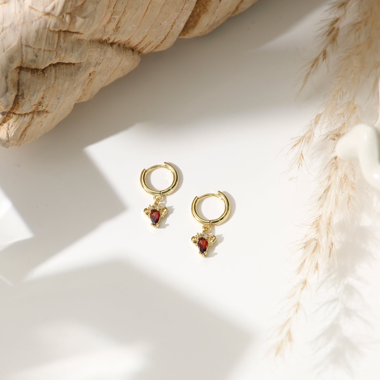 Marine Series Earrings Studs Gold Plated Diamond Cute Mini Hoop