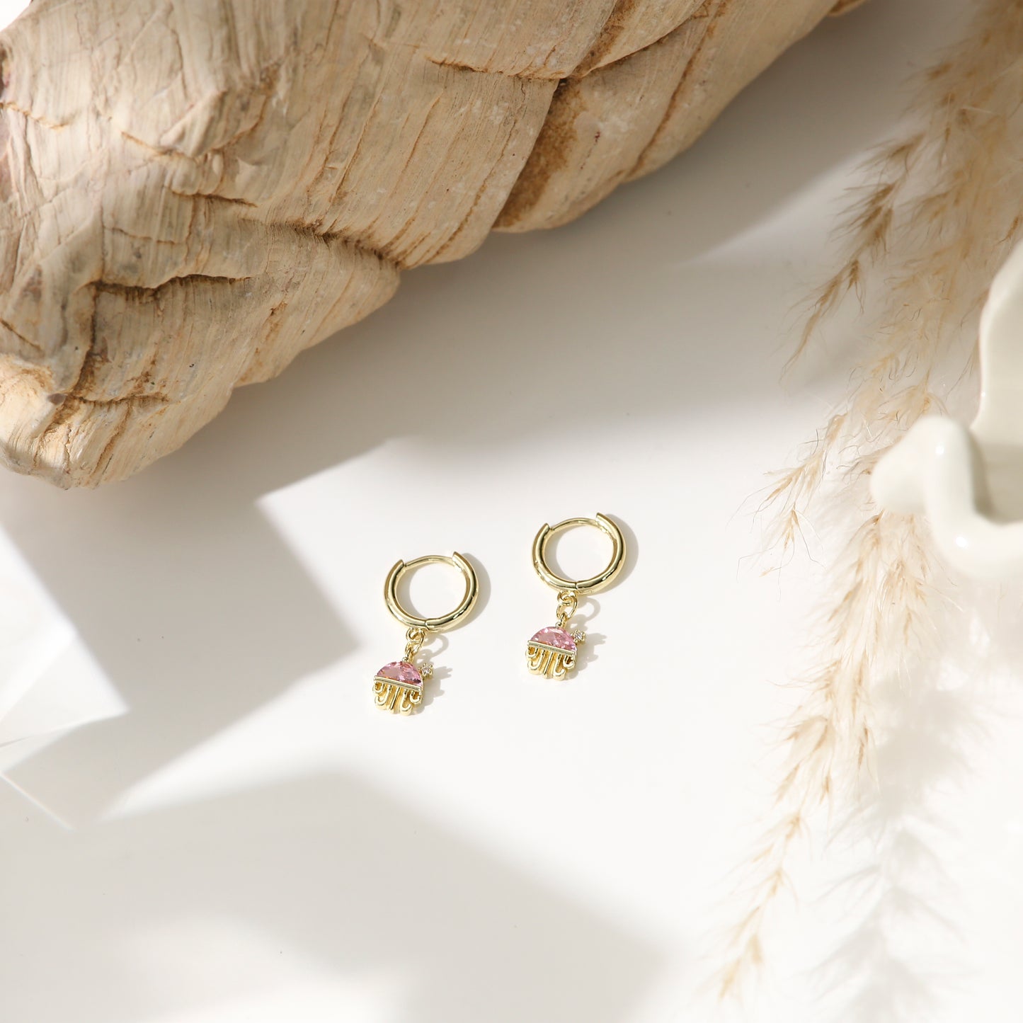 Marine Series Earrings Studs Gold Plated Diamond Cute Mini Hoop