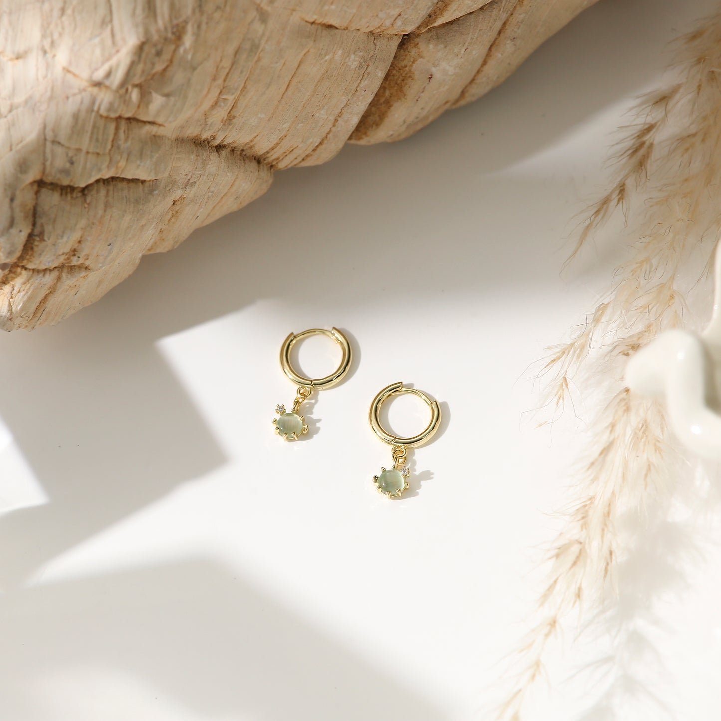 Marine Series Earrings Studs Gold Plated Diamond Cute Mini Hoop
