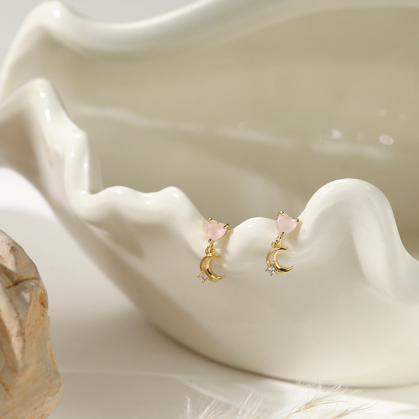 Pink Planet Collection Stud Earrings Heart Diamonds Stars Gold Plated