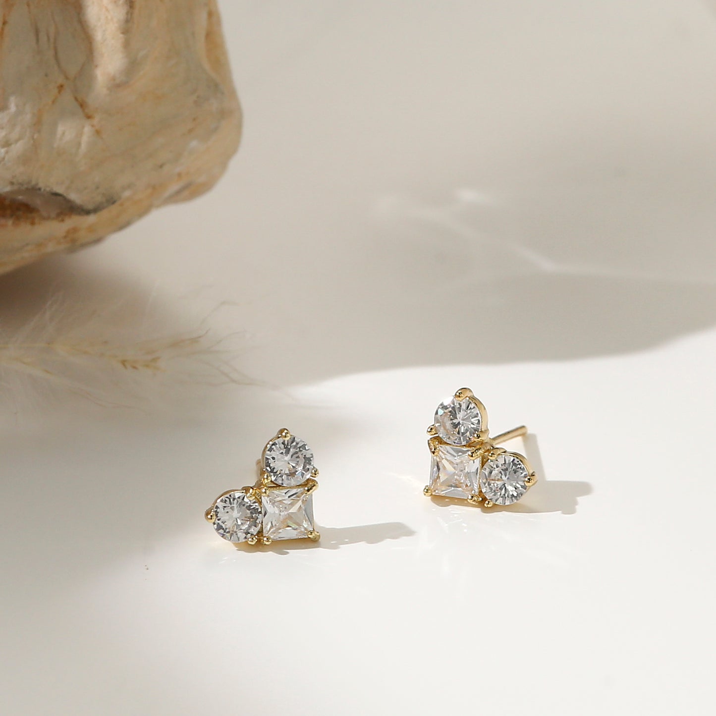 Pink Planet Collection Stud Earrings Heart Diamonds Stars Gold Plated