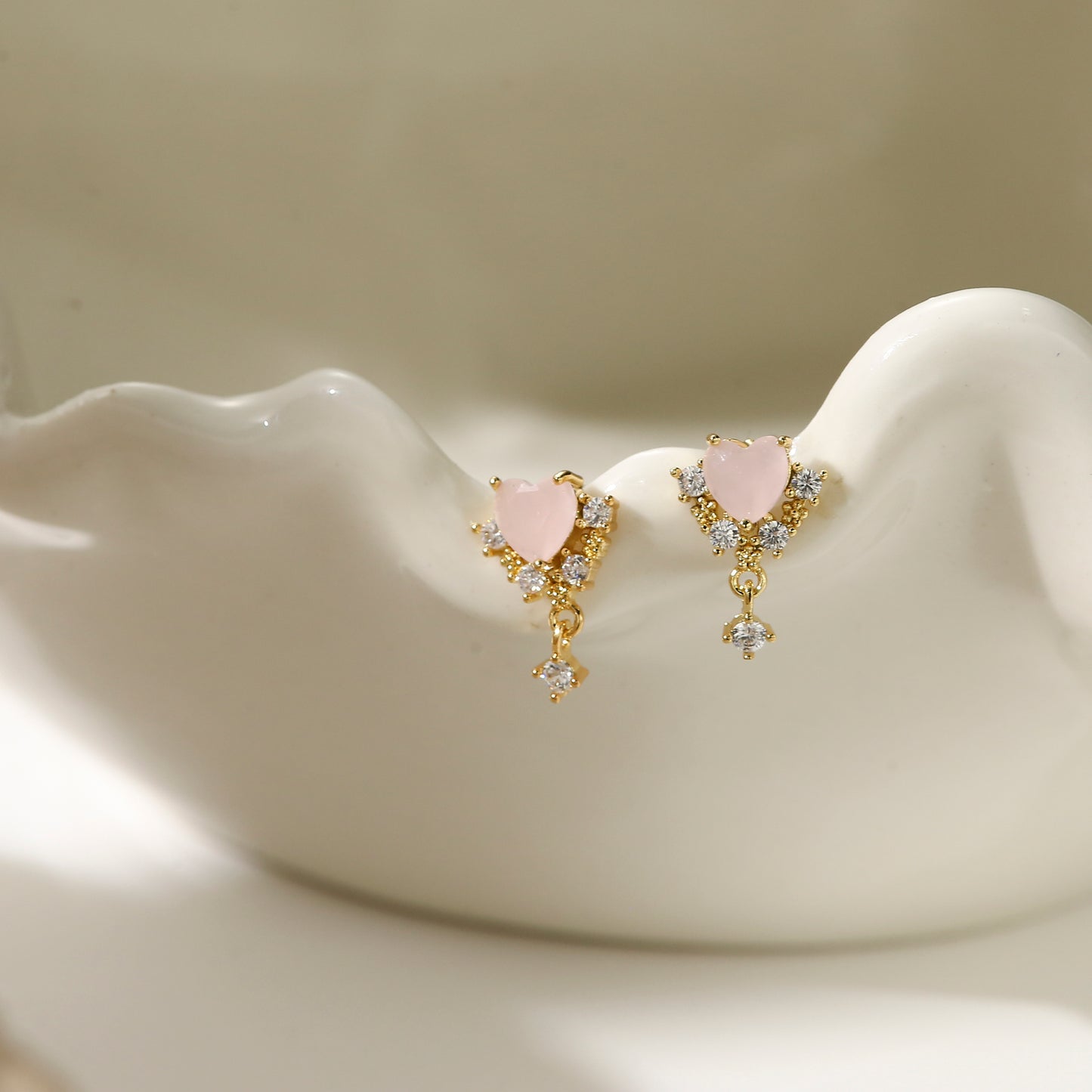 Pink Planet Collection Stud Earrings Heart Diamonds Stars Gold Plated