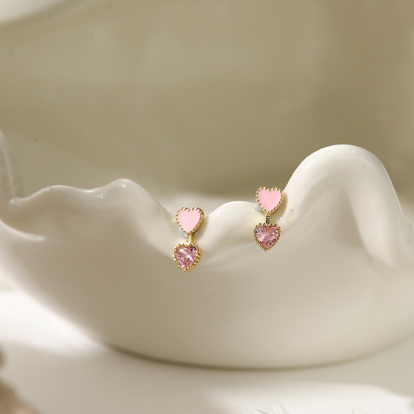 Pink Planet Collection Stud Earrings Heart Diamonds Stars Gold Plated