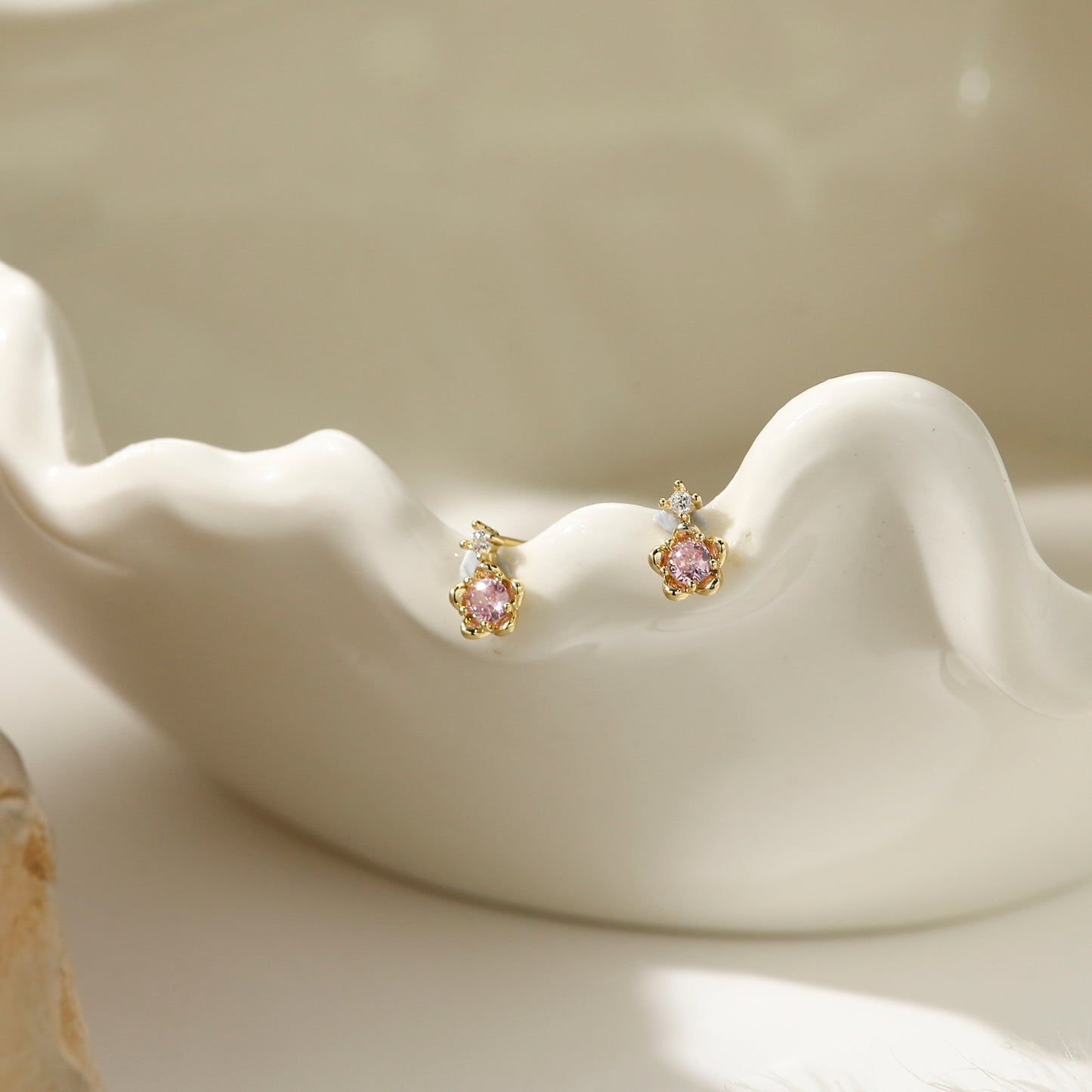 Pink Planet Collection Stud Earrings Heart Diamonds Stars Gold Plated