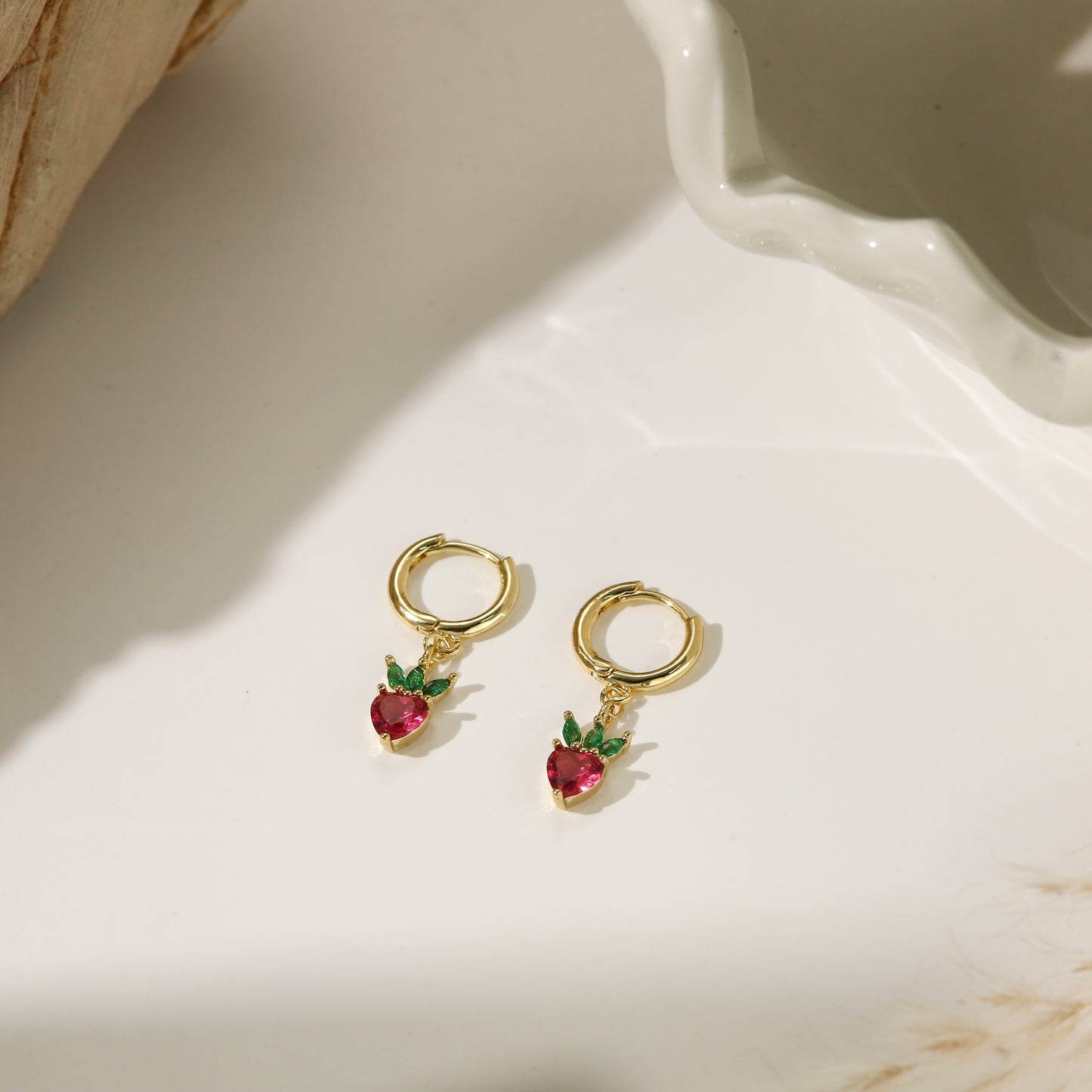 Fruit Series Earrings Gold Plated Diamond Colorful Playful