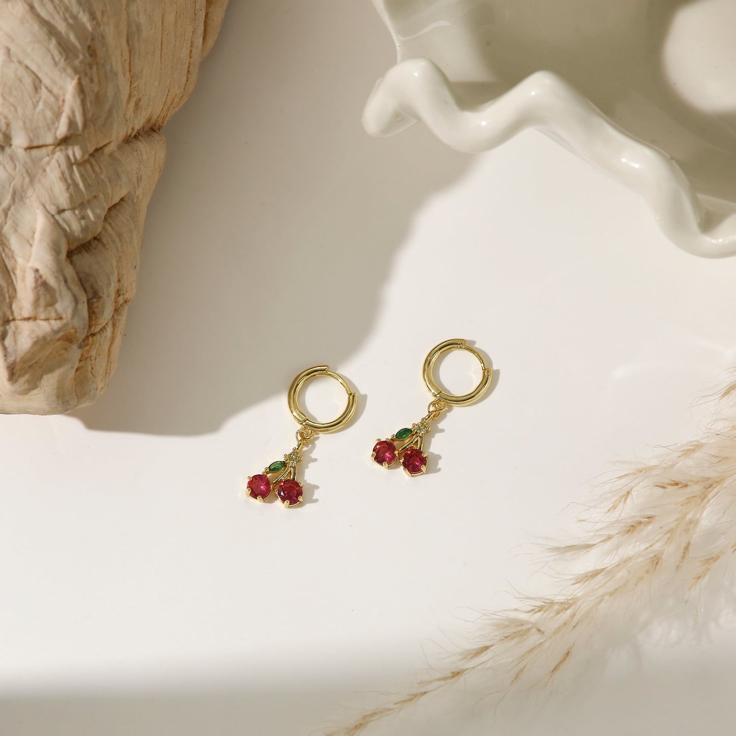Fruit Series Earrings Gold Plated Diamond Colorful Playful