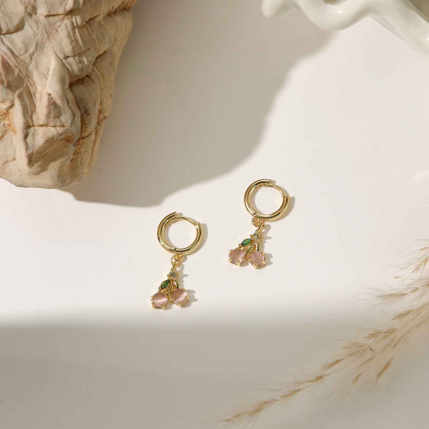 Fruit Series Earrings Gold Plated Diamond Colorful Playful