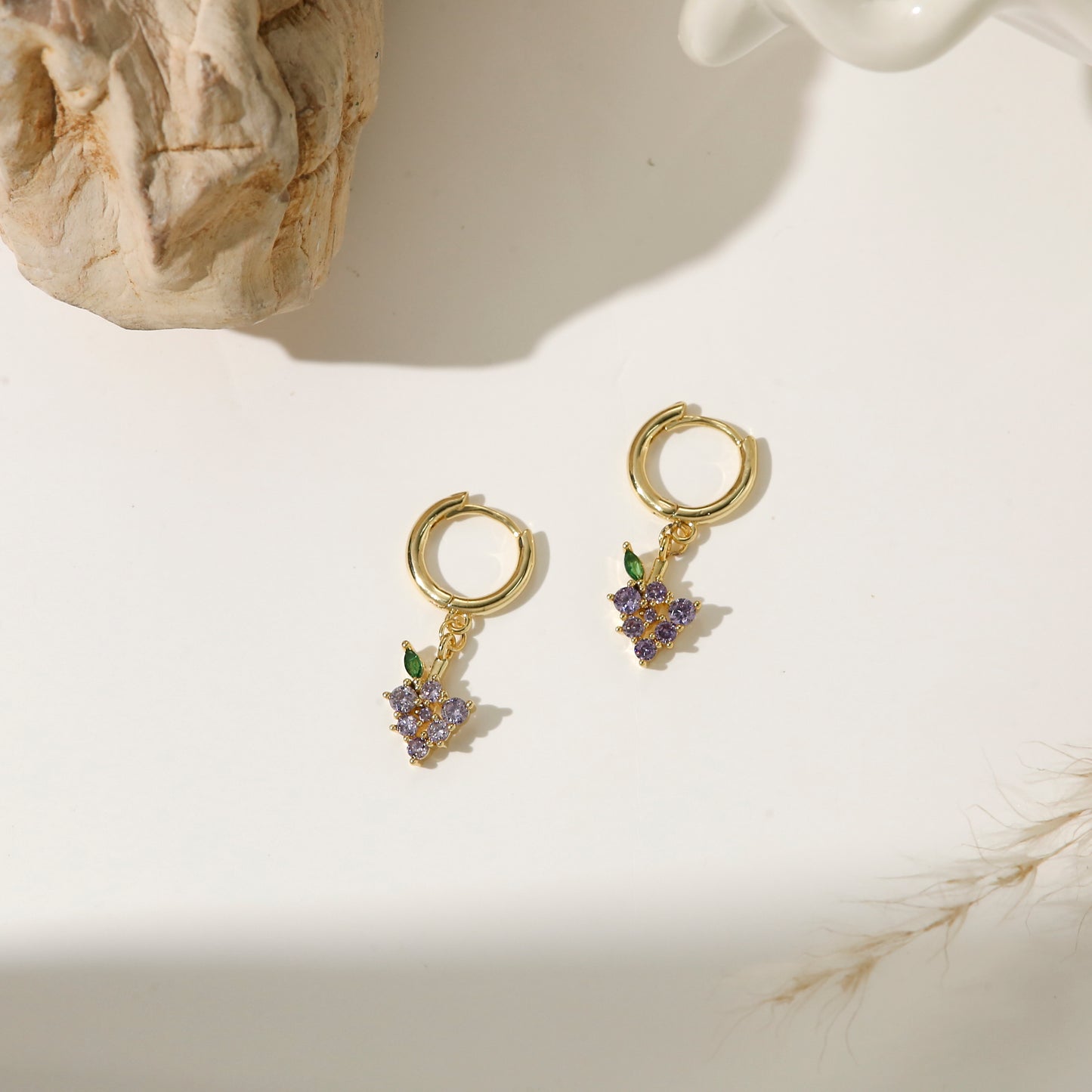 Fruit Series Earrings Gold Plated Diamond Colorful Playful