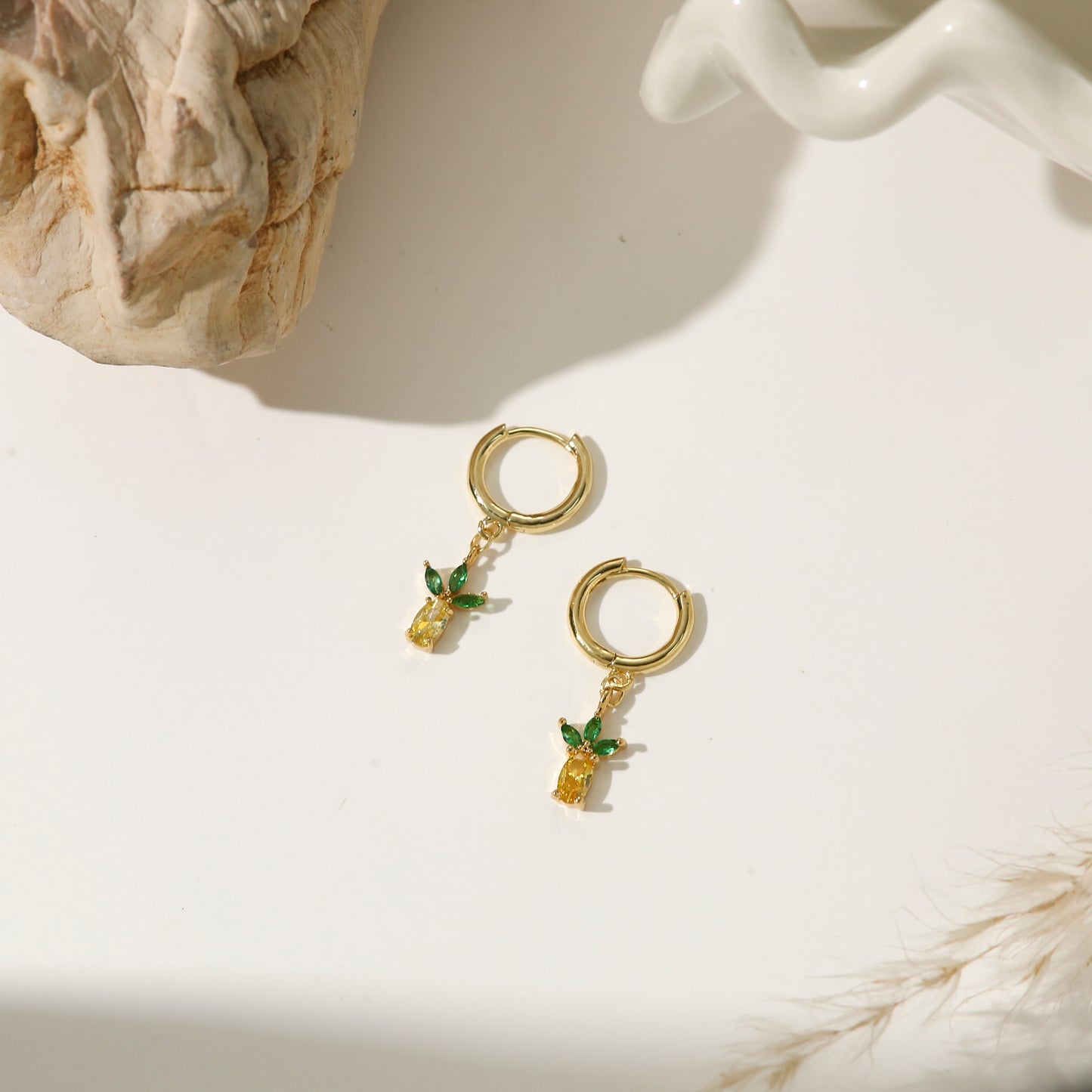 Fruit Series Earrings Gold Plated Diamond Colorful Playful