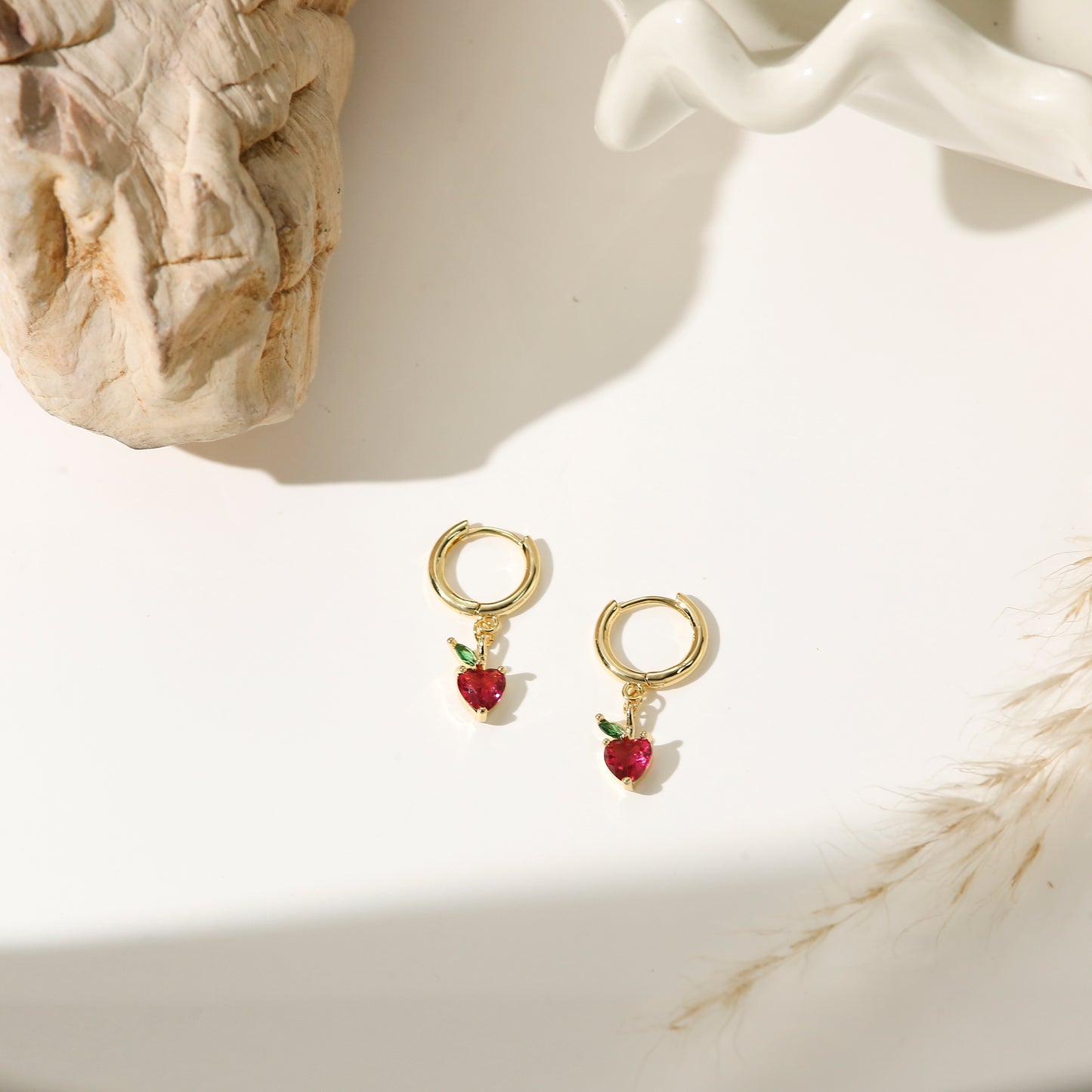 Fruit Series Earrings Gold Plated Diamond Colorful Playful