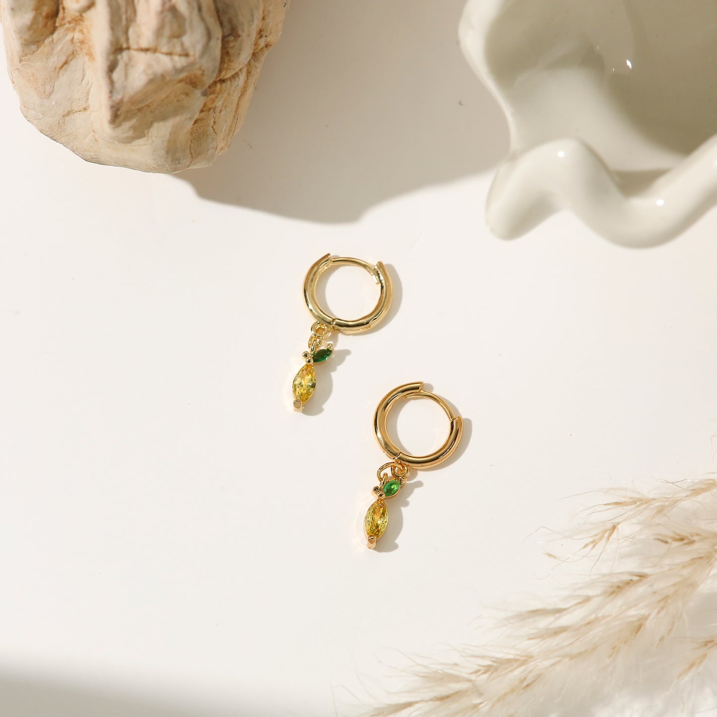 Fruit Series Earrings Gold Plated Diamond Colorful Playful