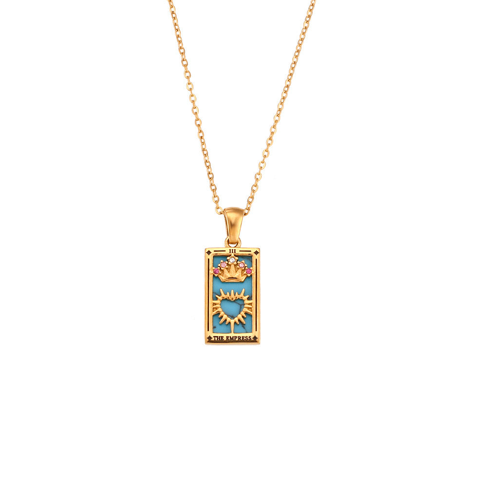 Tarot Necklace Gold Plated Stainless Steel - The Empress
