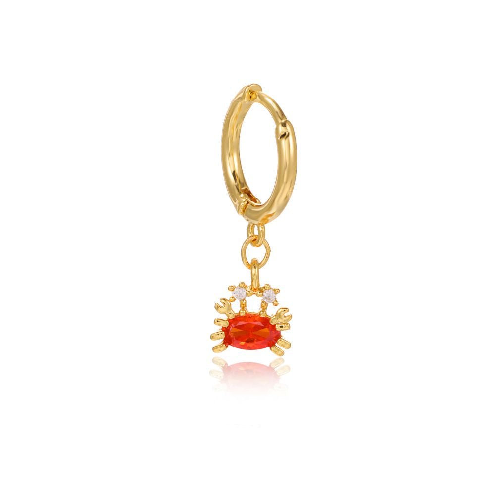 Marine Series Earrings Studs Gold Plated Diamond Cute Mini Hoop