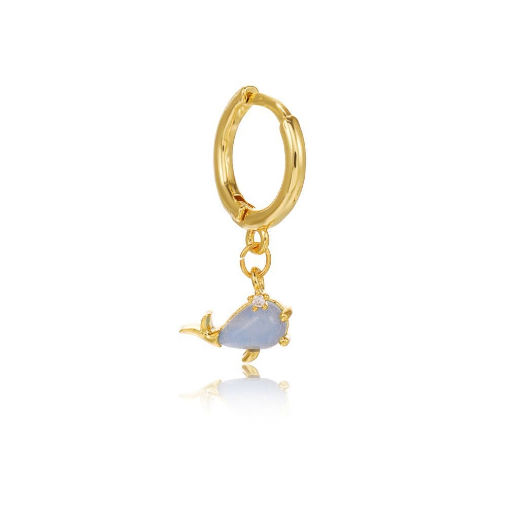 Marine Series Earrings Studs Gold Plated Diamond Cute Mini Hoop
