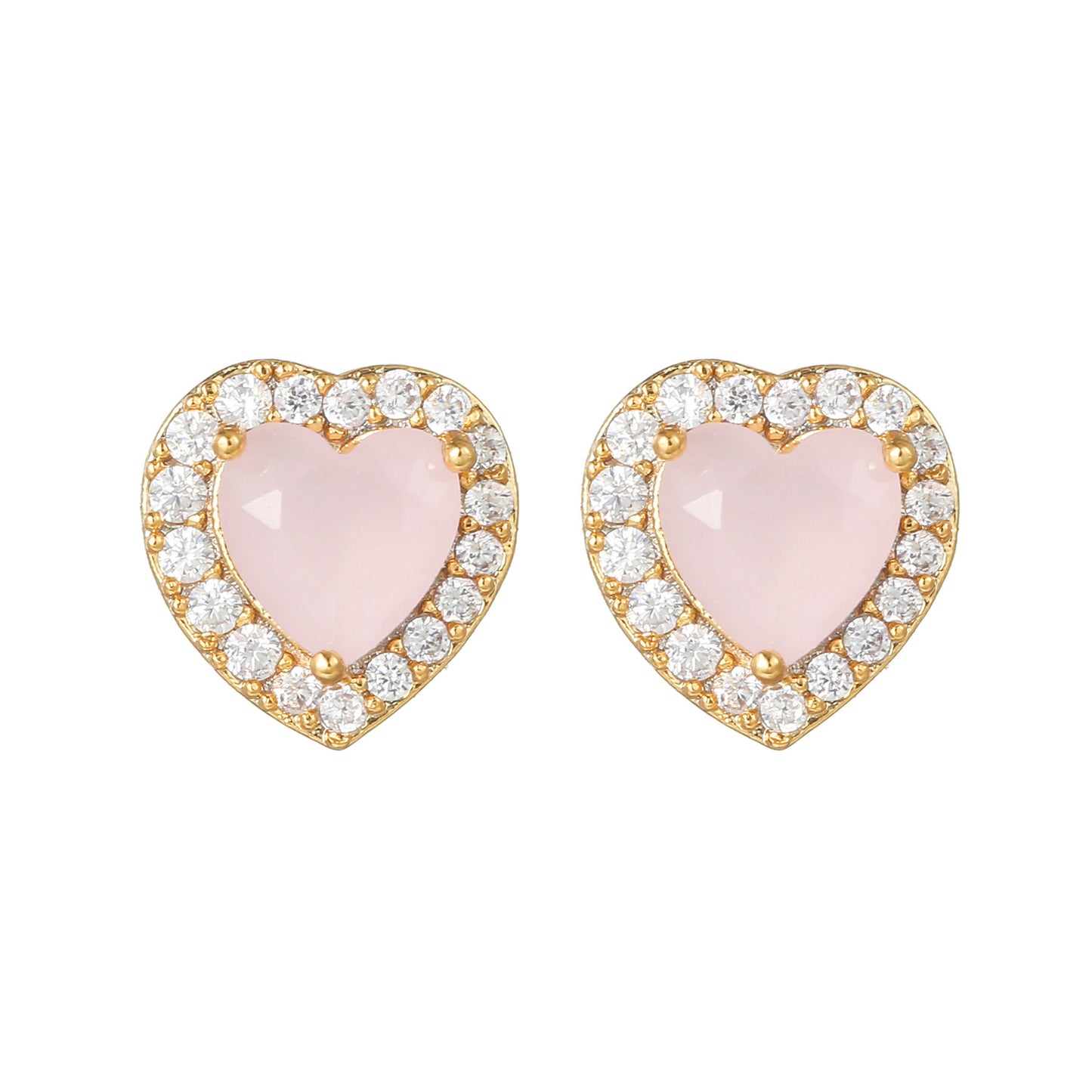 Pink Planet Collection Stud Earrings Heart Diamonds Stars Gold Plated