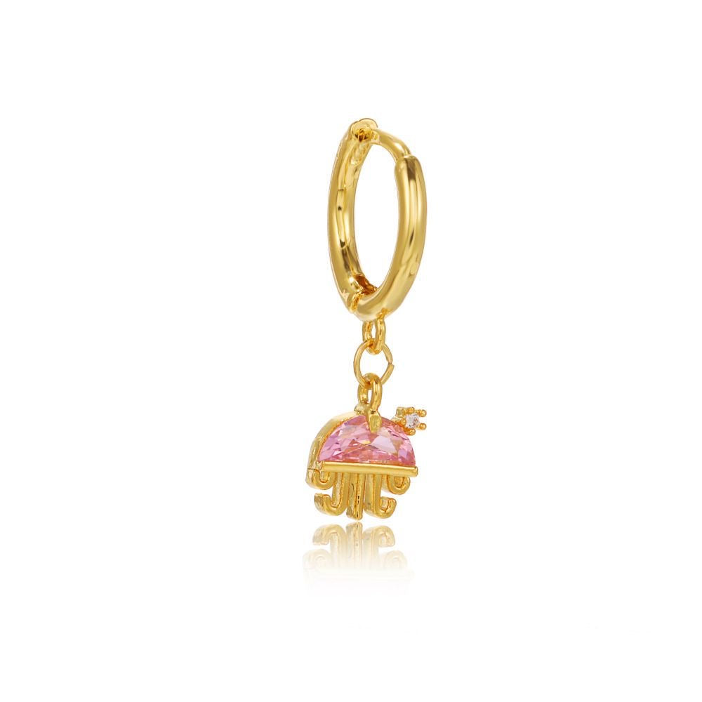 Marine Series Earrings Studs Gold Plated Diamond Cute Mini Hoop