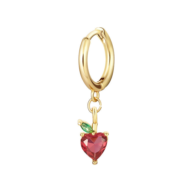 Fruit Series Earrings Gold Plated Diamond Colorful Playful
