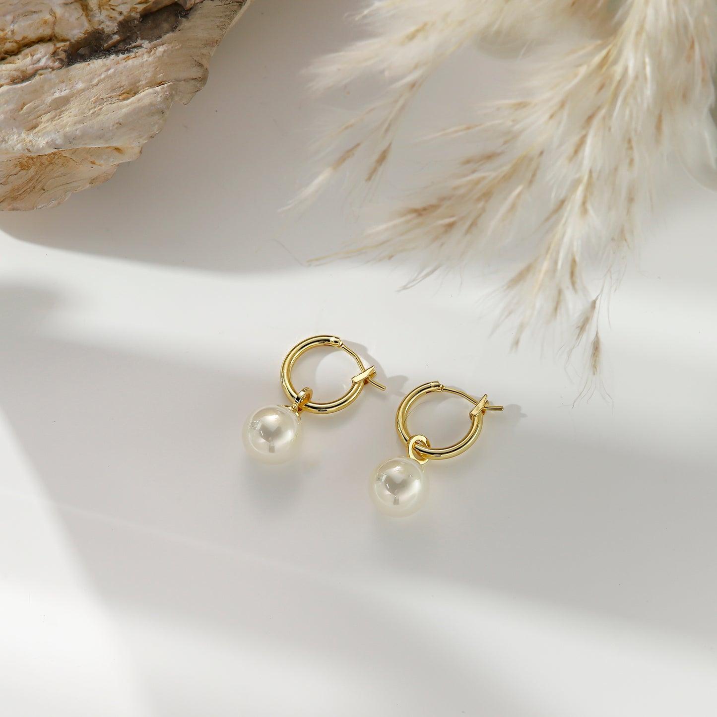 Pearl Stud Earrings with Diamonds – Golden Hoop Drop