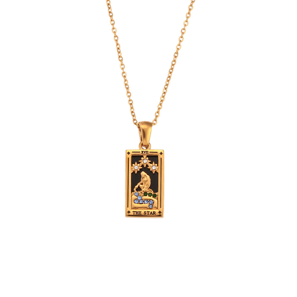 Tarot Necklace Gold Plated Stainless Steel - The Star