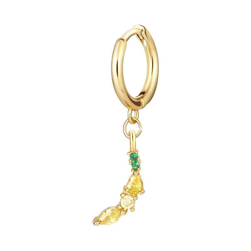 Fruit Series Earrings Gold Plated Diamond Colorful Playful