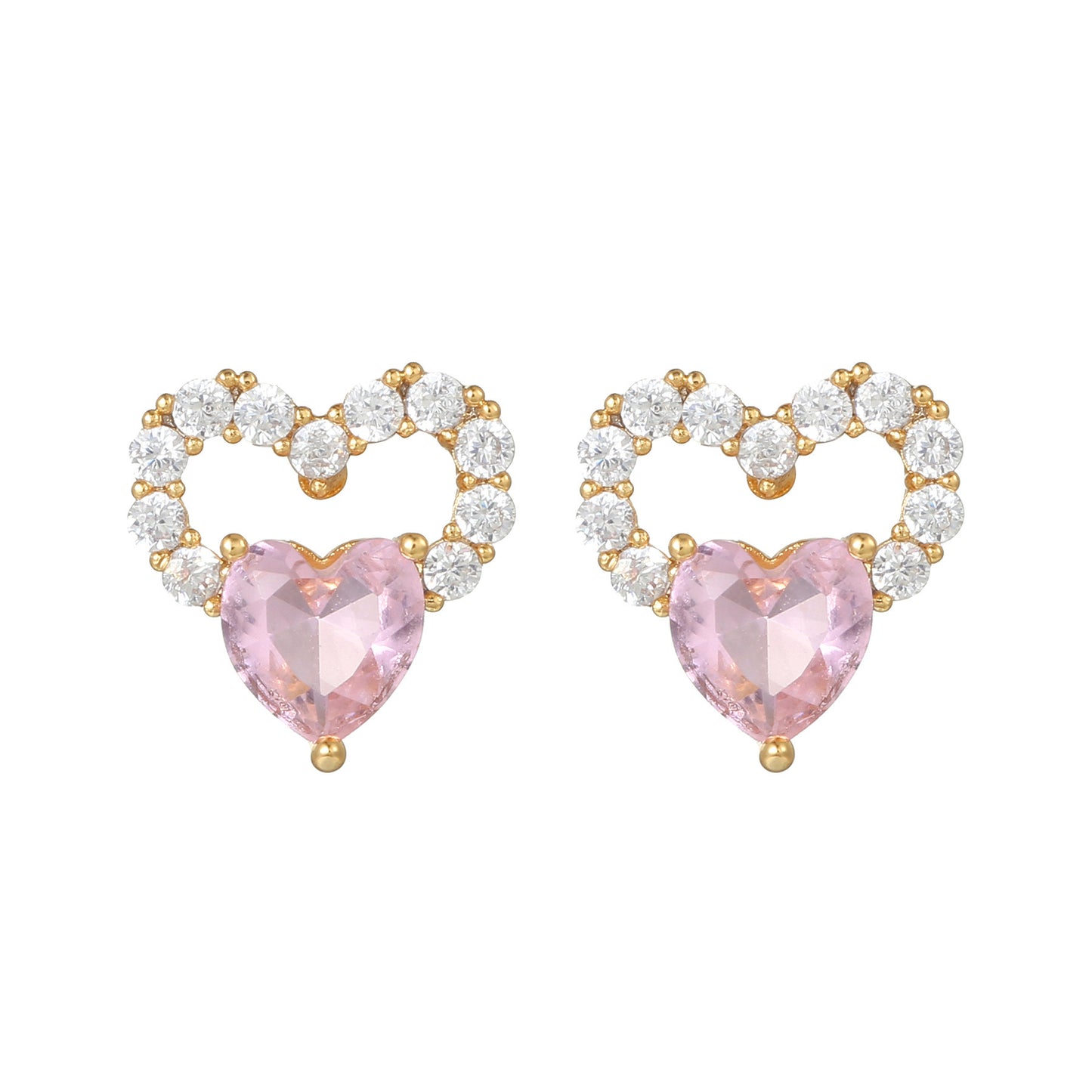 Pink Planet Collection Stud Earrings Heart Diamonds Stars Gold Plated