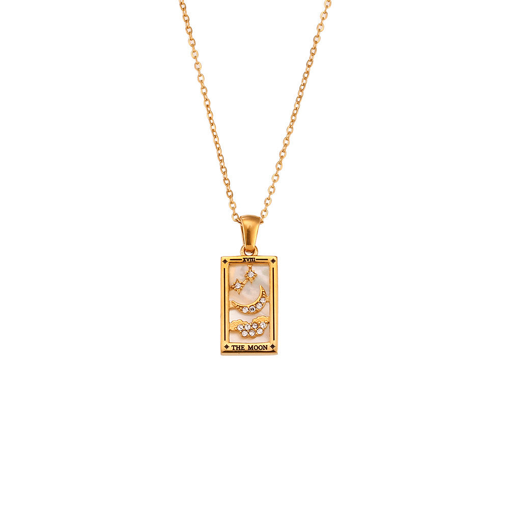 Tarot Necklace Gold Plated Stainless Steel - The Moon