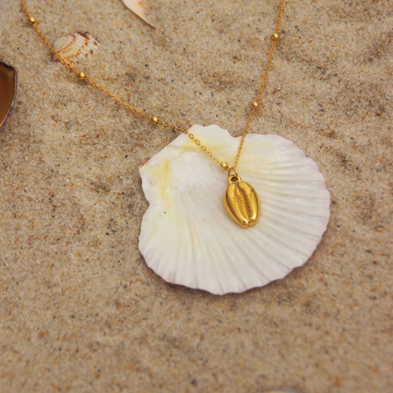 Beach Collection Necklace Stainless Steel Gold Plated - Seashell